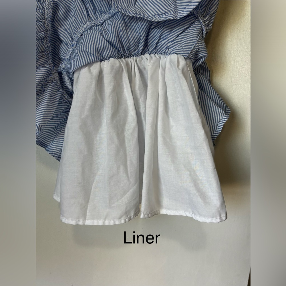 Tommy Bahama Blue Striped Dress with Colorful Pom Poms - Picture 4 of 4
